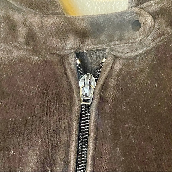 Covington brown Velour Full zip down sweater casual y2k button collar XL - Picture 7 of 11